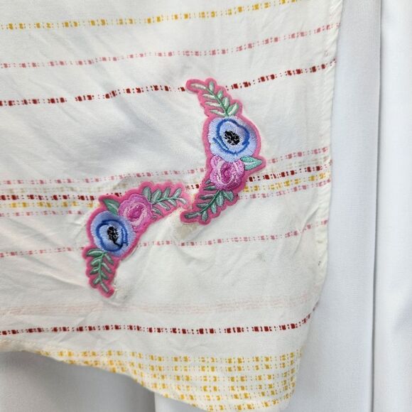 🍑Cato Ivory Striped Lightweight Adjustable Roll Tab Long Sleeve Duster Large - Picture 14 of 14